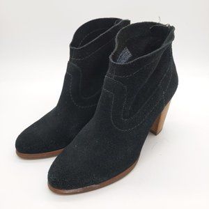 Ugg Black Suede Western Heeled Booties Sz 6